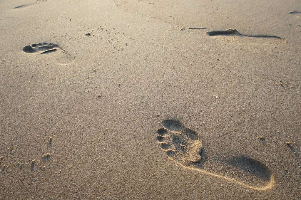 voetstappen zand half uur beweging per dag